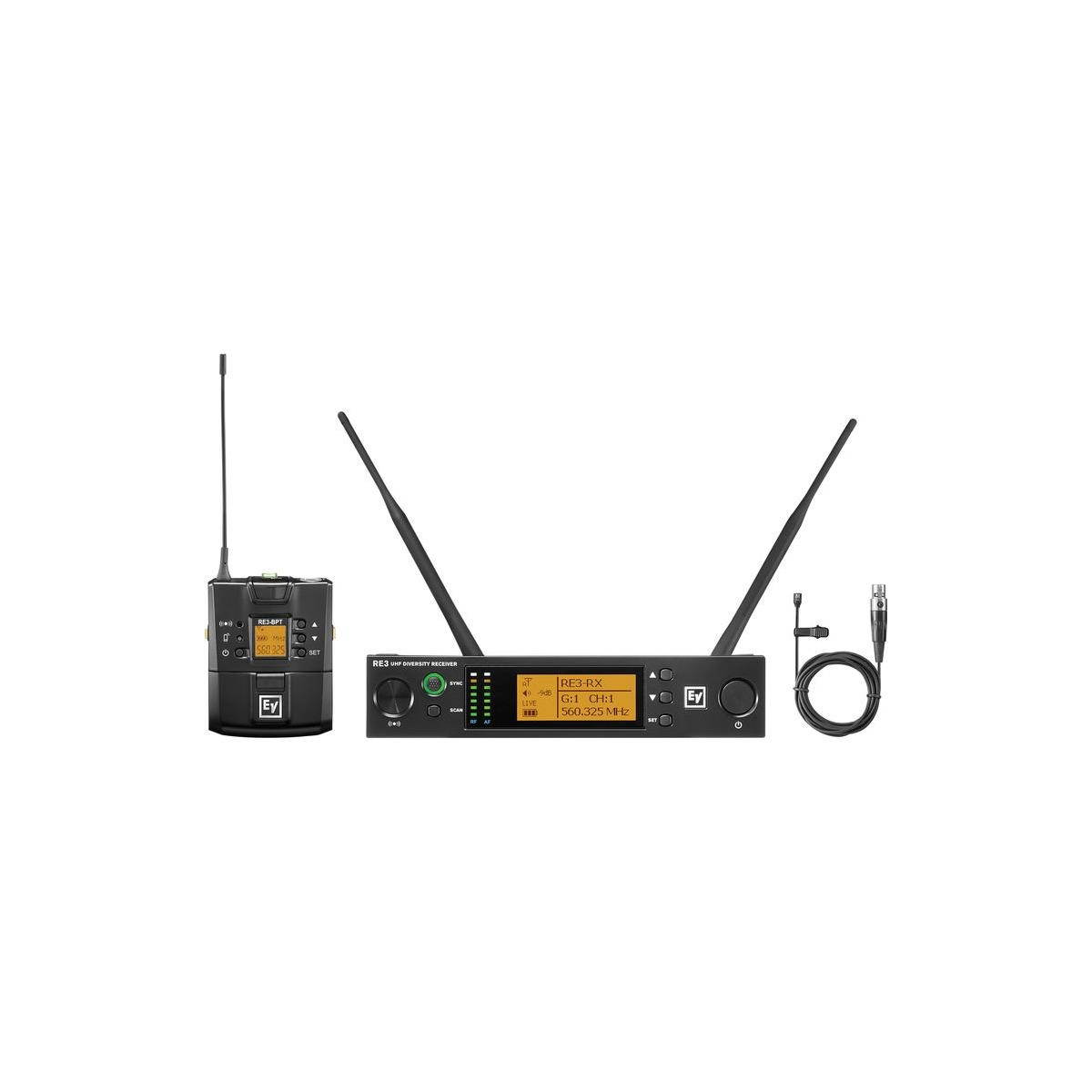 Electro-Voice RE3-BPOL Wireless Bodypack System, Omni Lavalier Mic, 560-596MHz