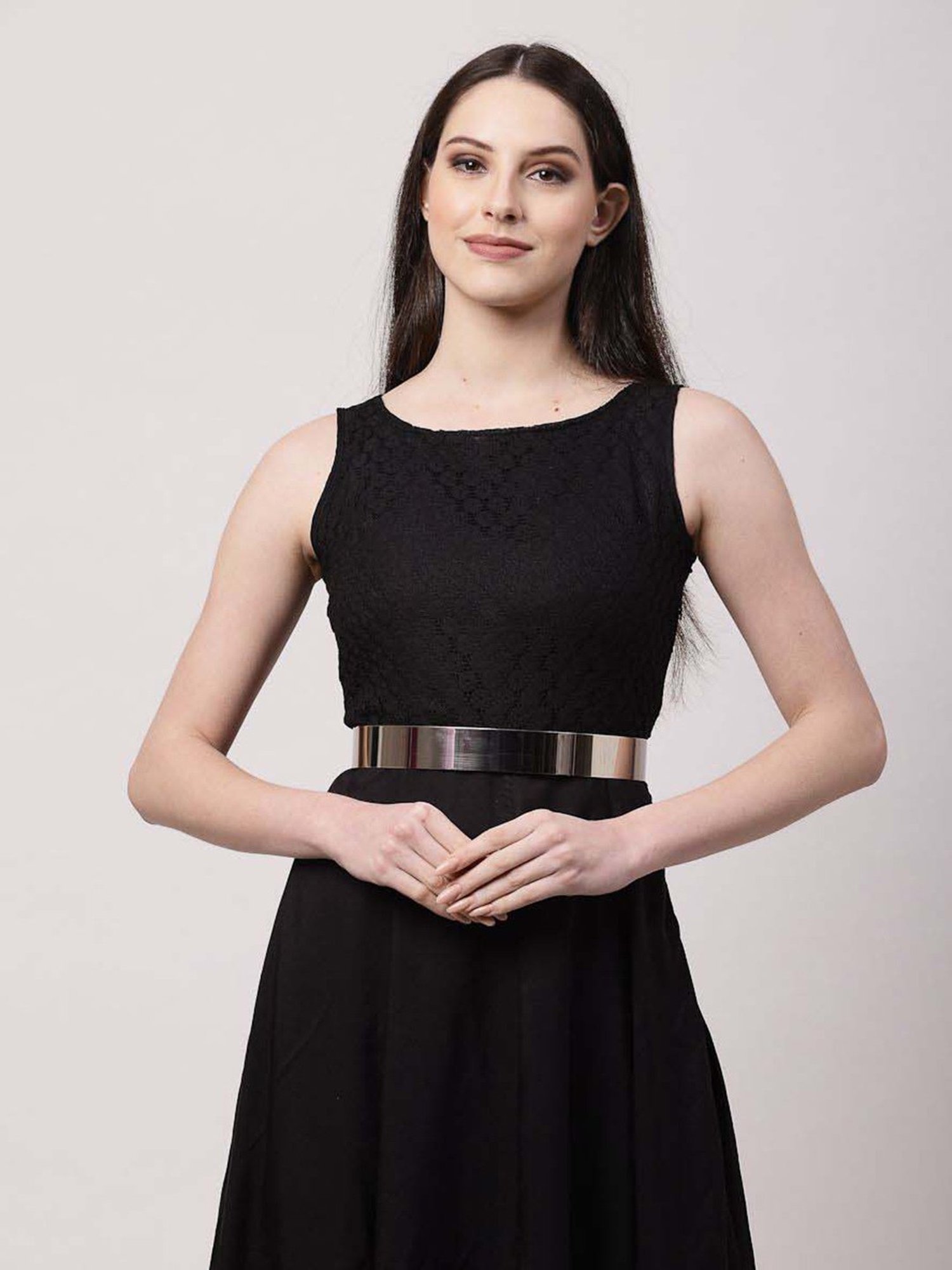 NVR Circular Silver Plated Adjustable Broad Belt for Women