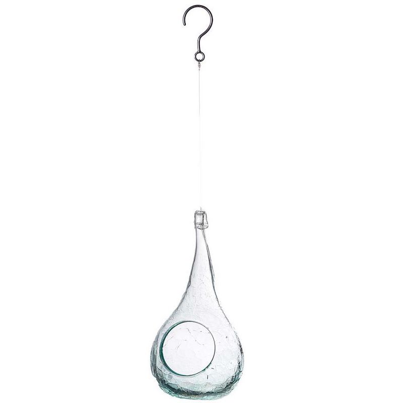 Wind & Weather Handcrafted Small Glass Bird Feeder with Hanging Wire and Hook