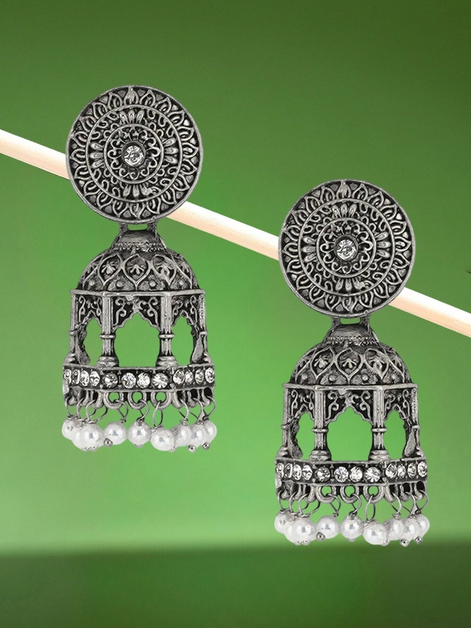 Oomph Jewellery Oxidized Silver Look Alike Dangler Earrings