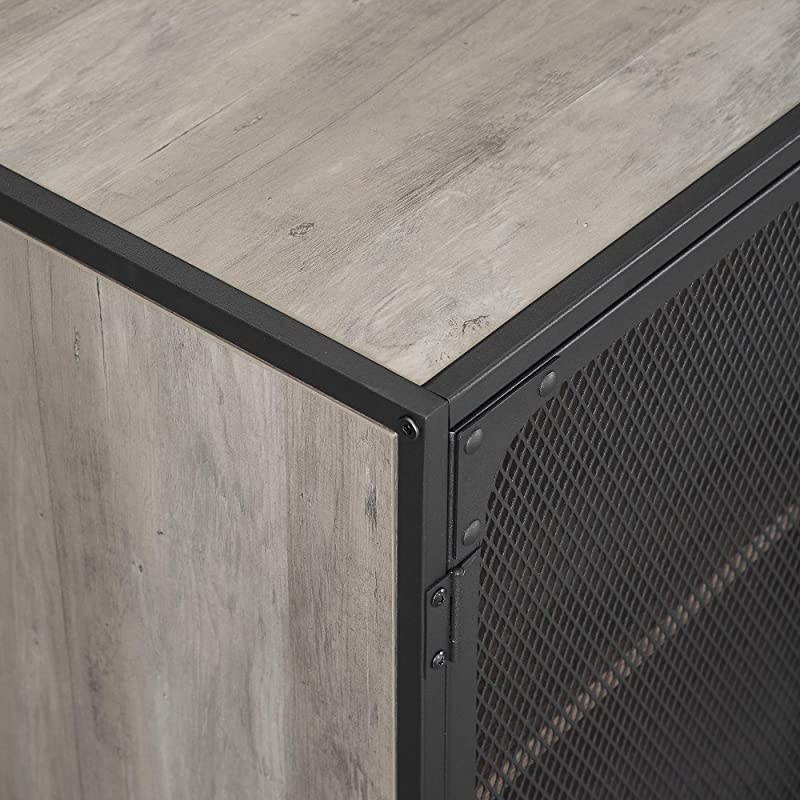 Edison Maison Industrial Metal Mesh Door for TVs up to 58 Inches, 52 Inch, Grey Wash