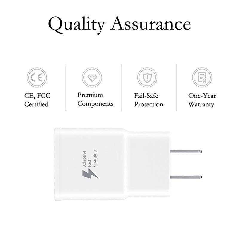 Adaptive Fast Charging Wall Charger Compatible with Samsung Galaxy Note9 Note8 Note5 S10 S9 S8 S8 S7 S6 Plus Galaxy S8 Active and More 2 Pack White