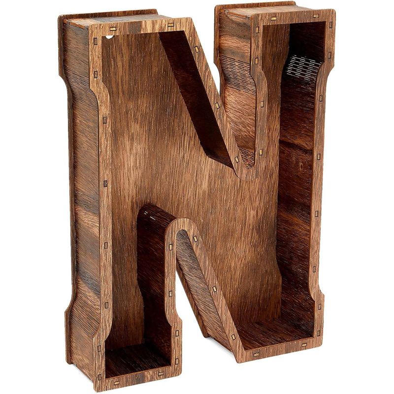 Juvale Monogram Letter "WINE"Cork Holder Wood Home D'ecor (11.75 Inches)