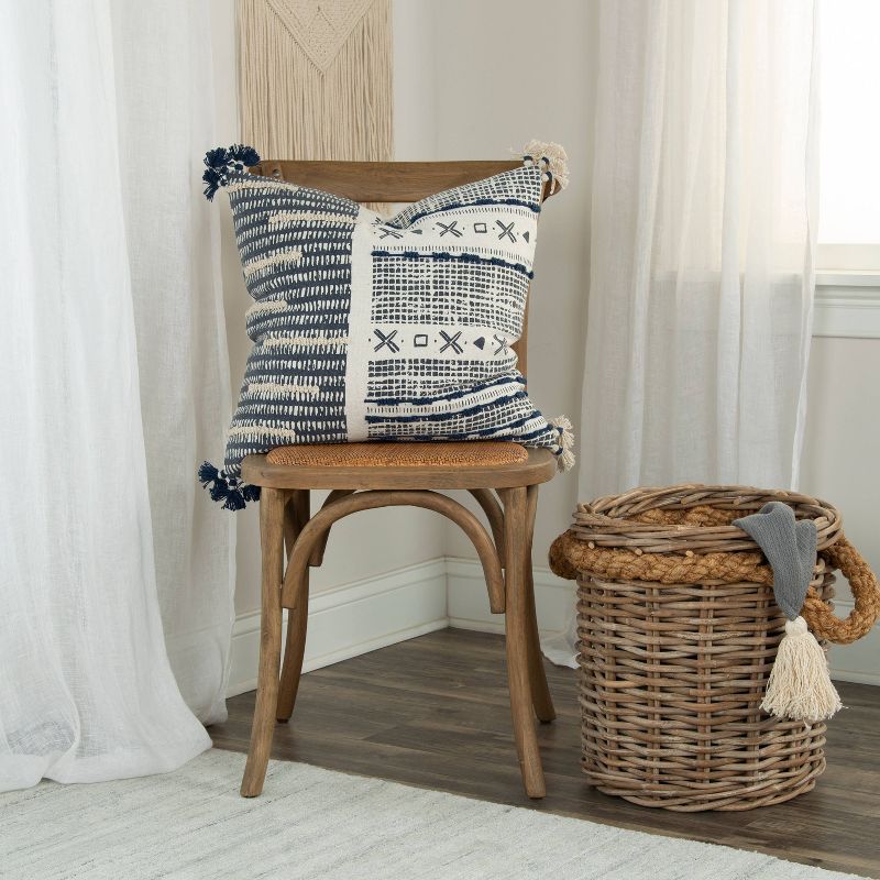 20"x20" Irregular Geometric Striped Polyester Filled Pillow Navy - Donny Osmond Home