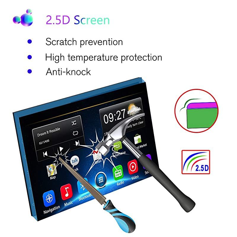 Double Din Android Car Stereo with GPS 7 Inch Capacitance Touch Screen FM Radio Reciever Supports Mirror Link for iOSAndroid Phones WiFi Connect + Backup Camera