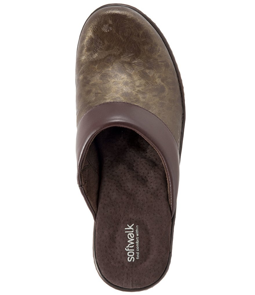 SoftWalk Murietta Leather Marble Print Clogs