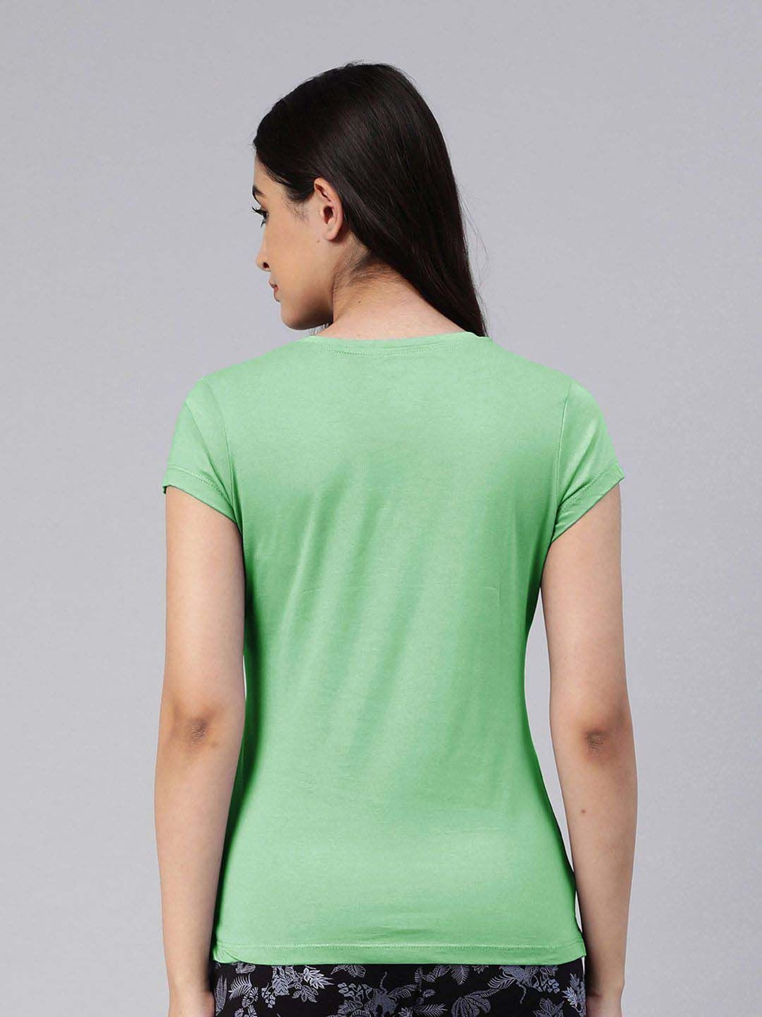 Lyra Green Cotton Printed T-Shirt