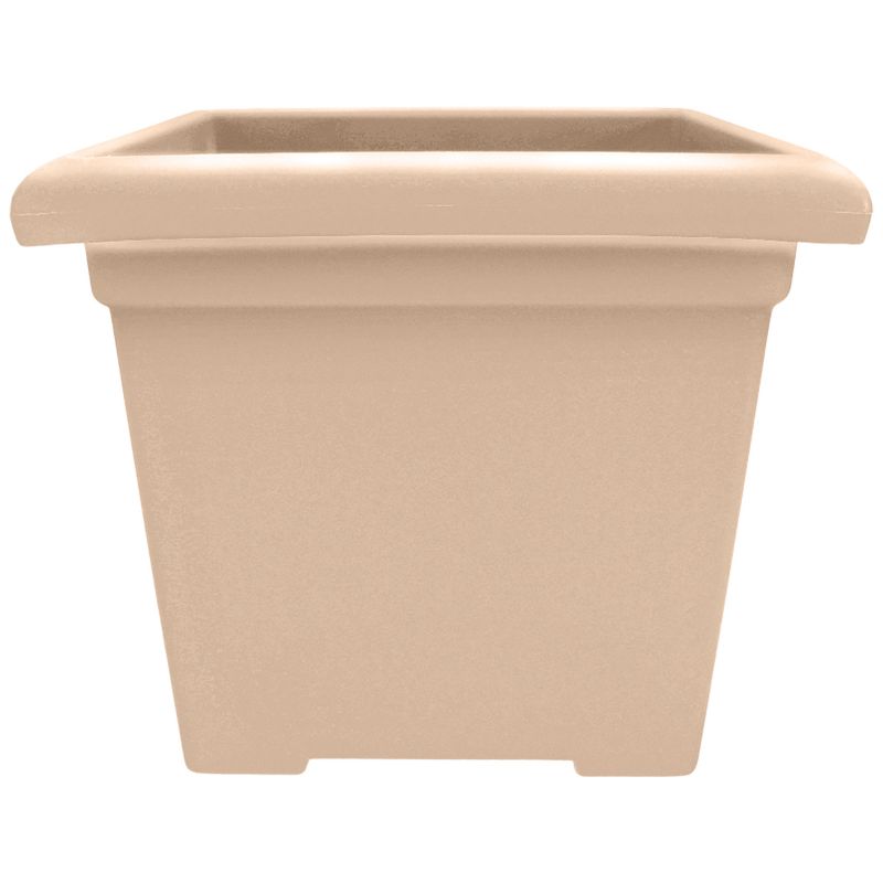 HC Companies ROS15500A34 15.5-Inch Outdoor Square Accent Planter for Flowers, Vegetables, and Succulents, Sandstone Tan