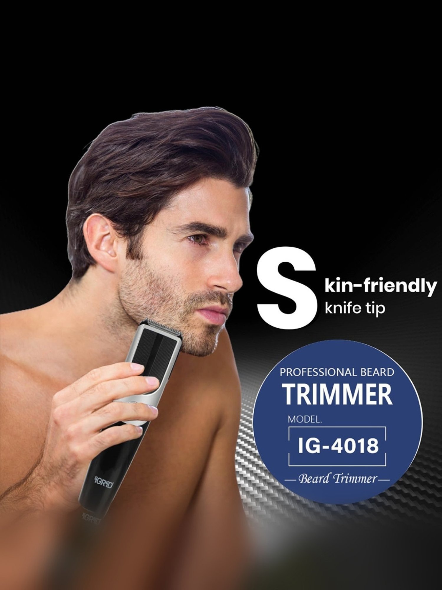 iGRiD IG4018 All Terrain Hair Trimmer with 90 Min Runtime Stainless Steel Blades (Black & Silver)