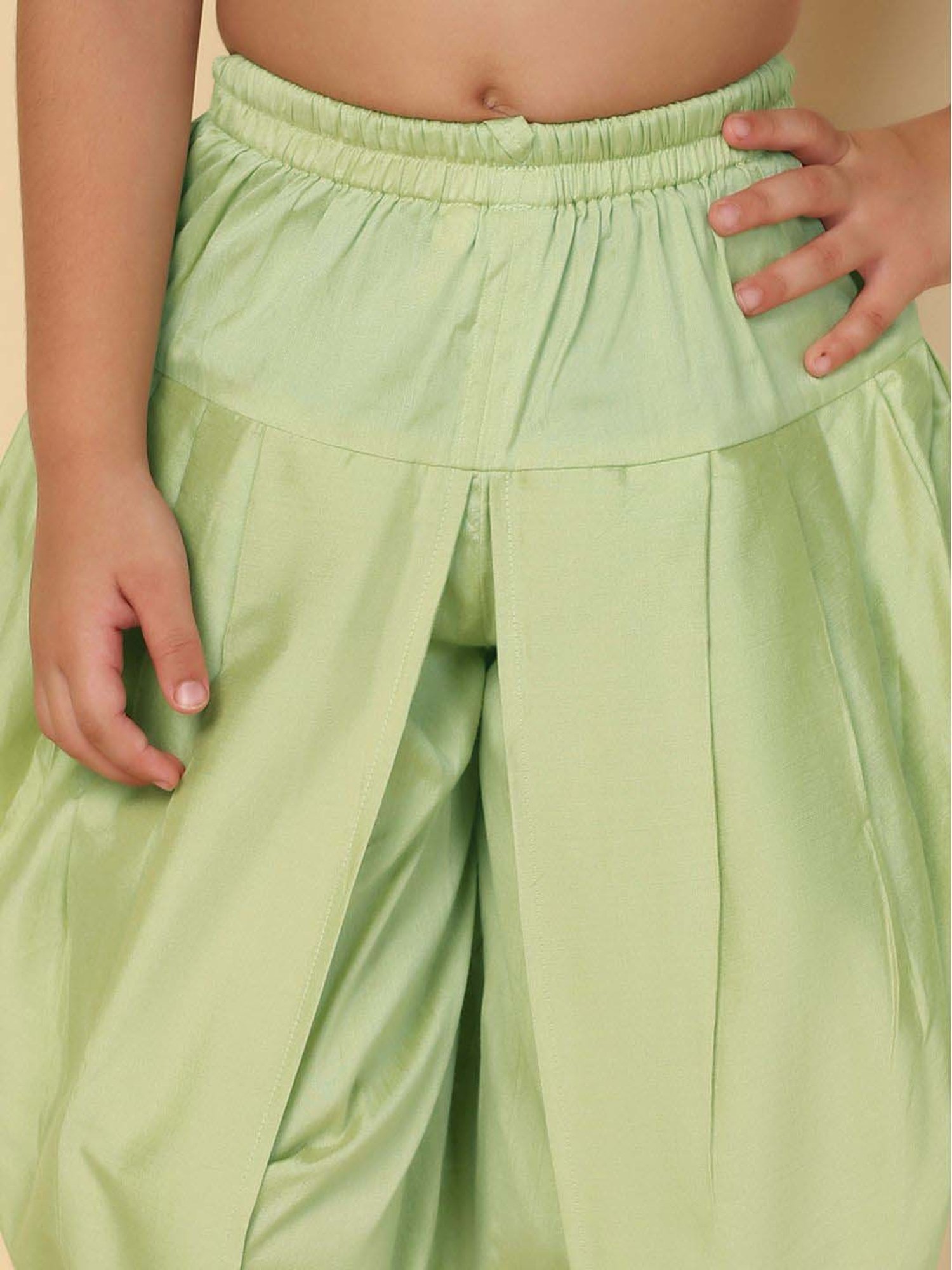 KISAH Kids Green Cotton Regular Fit Dhoti Pants