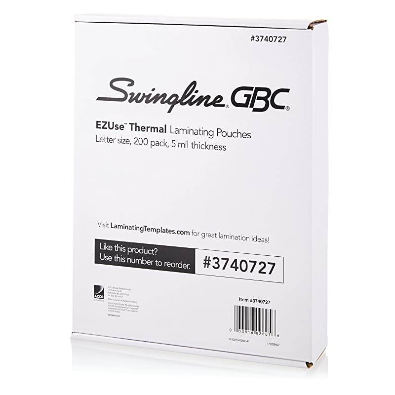 GBC Thermal Laminating Sheets / Pouches, Letter Size, 5 mil, EZUse, 200/Pk, 1 Case of 6 Packs (3740727-CS)