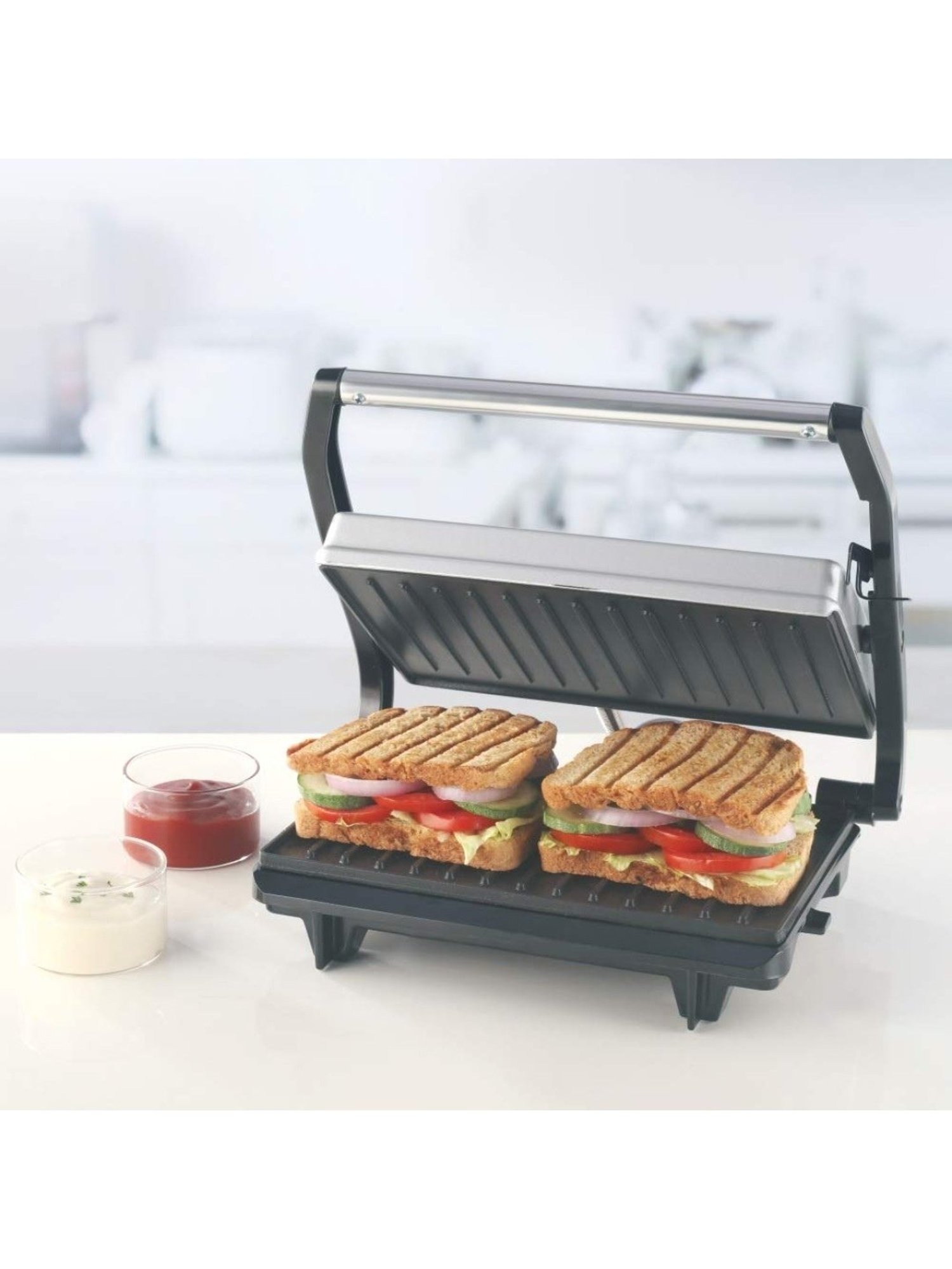 Borosil Sandwich Maker 2000W with Non stick coating (Black)
