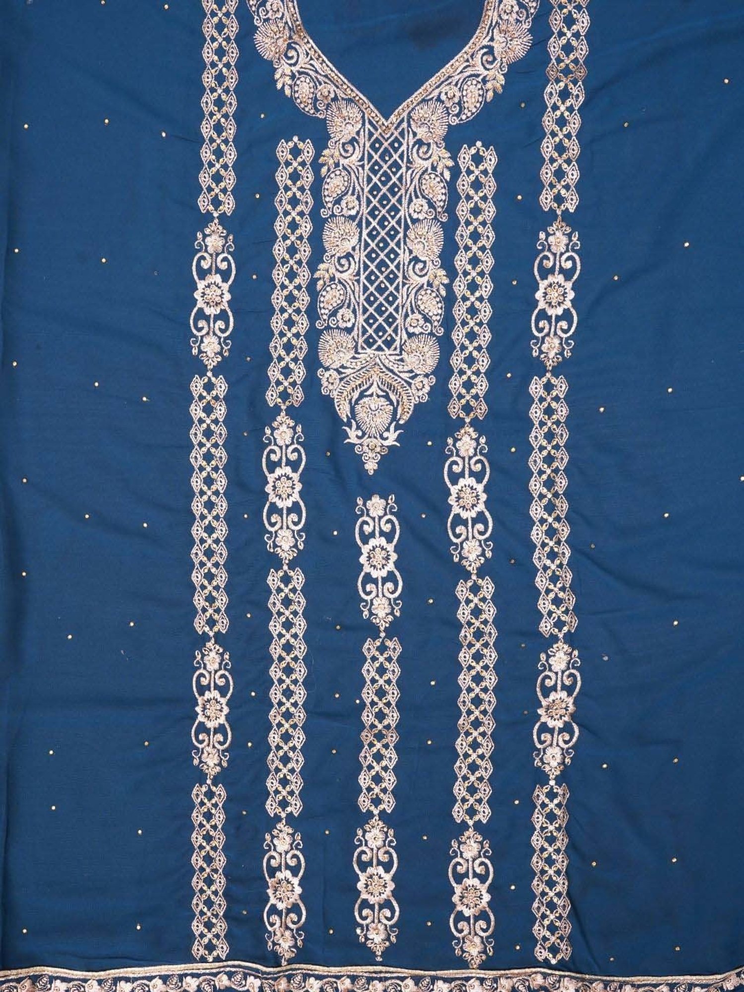 Jaipur Kurti Blue Embroidered Unstitched Dress Material