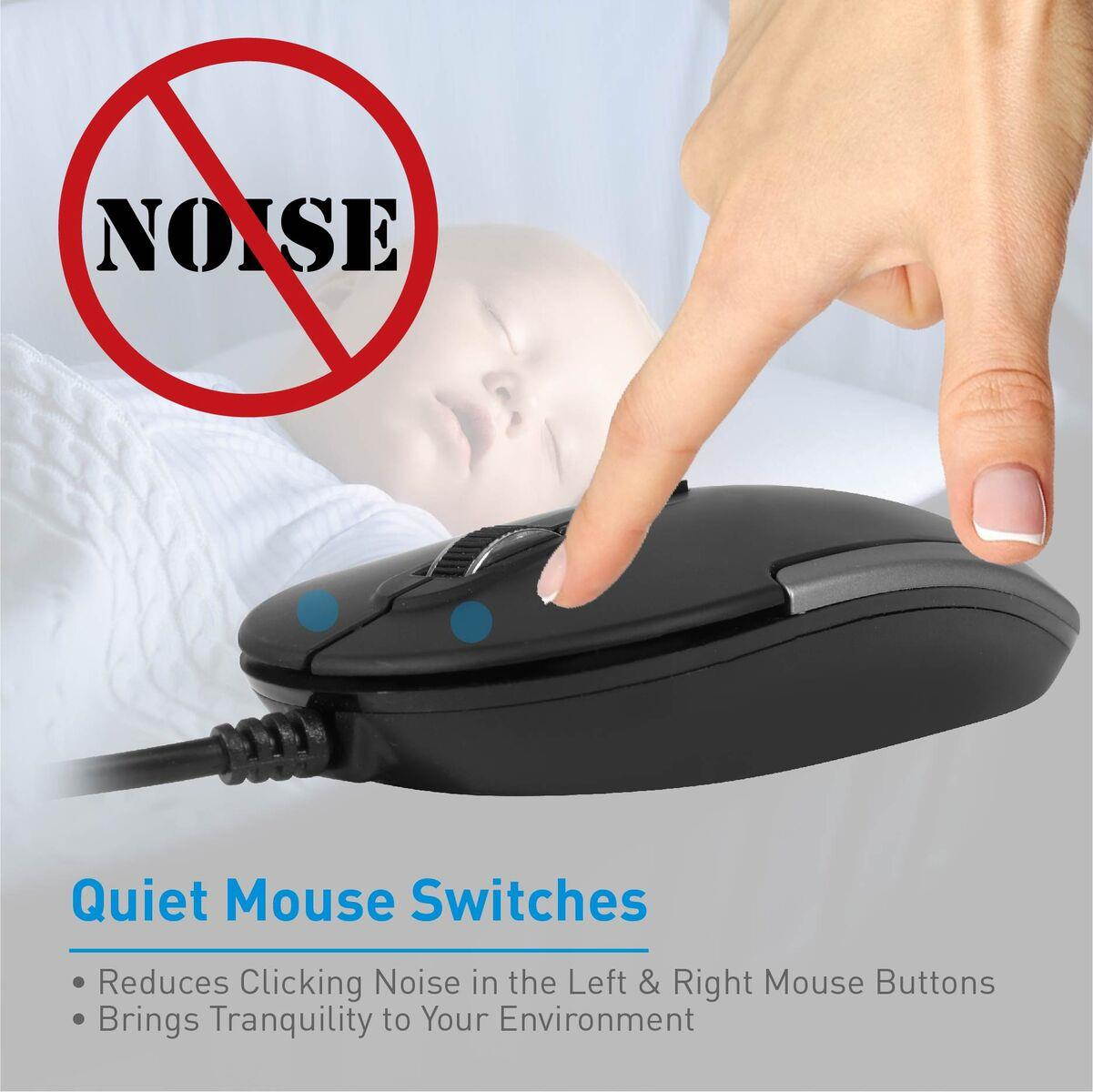 USB-C Optical Quiet Click Mouse for Mac/PC in Black & Aluminum Gray