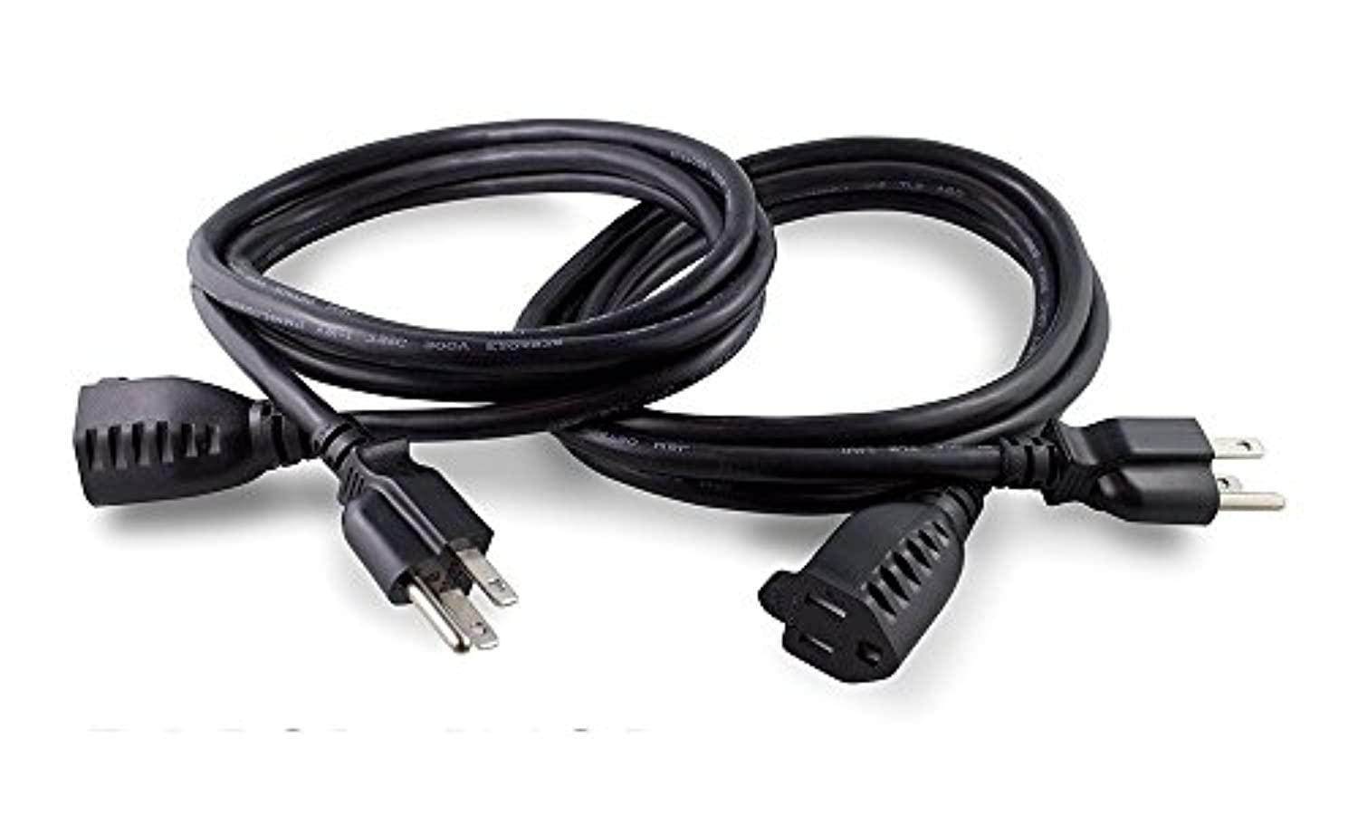 ubercords 10 foot extension cord, ul listed, 3 prong, 2 pack