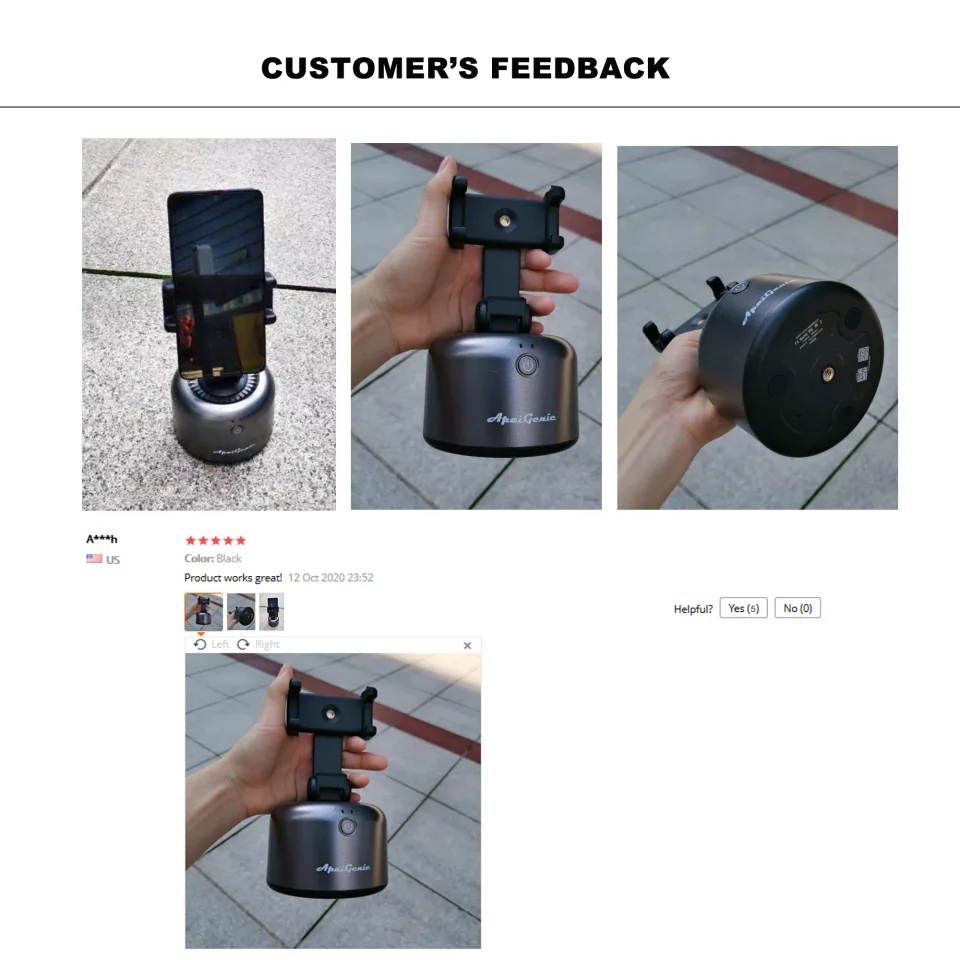 Apai Genie II 360 Degree Rotation Selfie stick Mount mobile holder accessories holder Auto Smart Shooting Intelligent Objet & Face Tracking Gimbal Holder