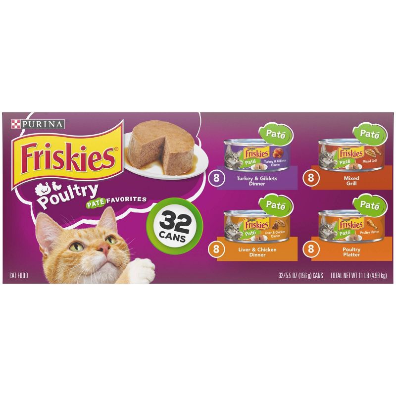 Purina Friskies Paté Wet Cat Food Poultry Favorites - 5.5oz/32ct Variety Pack