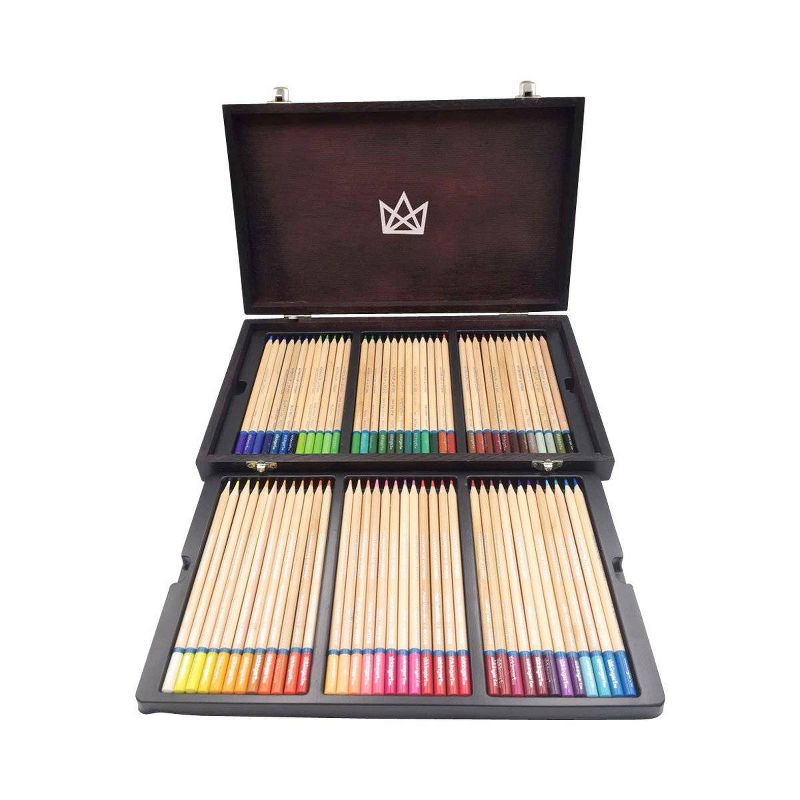 Kingart 72ct Watercolor Pencil Set In Wood Box - Studio level