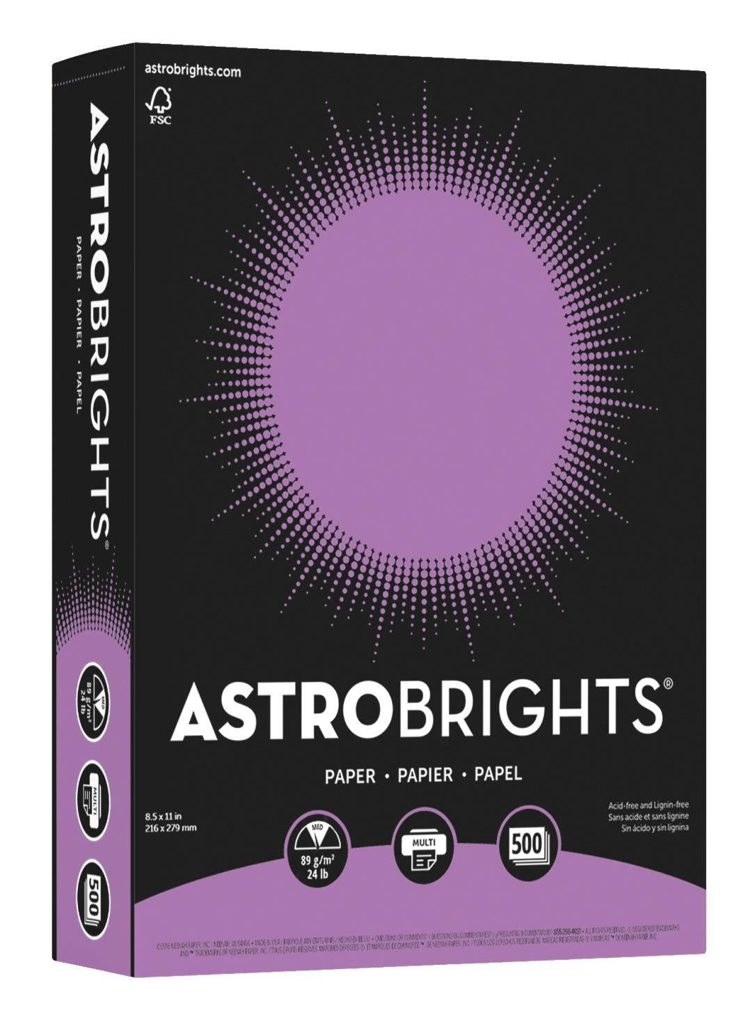 Astrobrights Premium Color Paper, 8-1/2" x 11", Planetary Purple, 24/60 lb., Smooth finish, Pack of 500