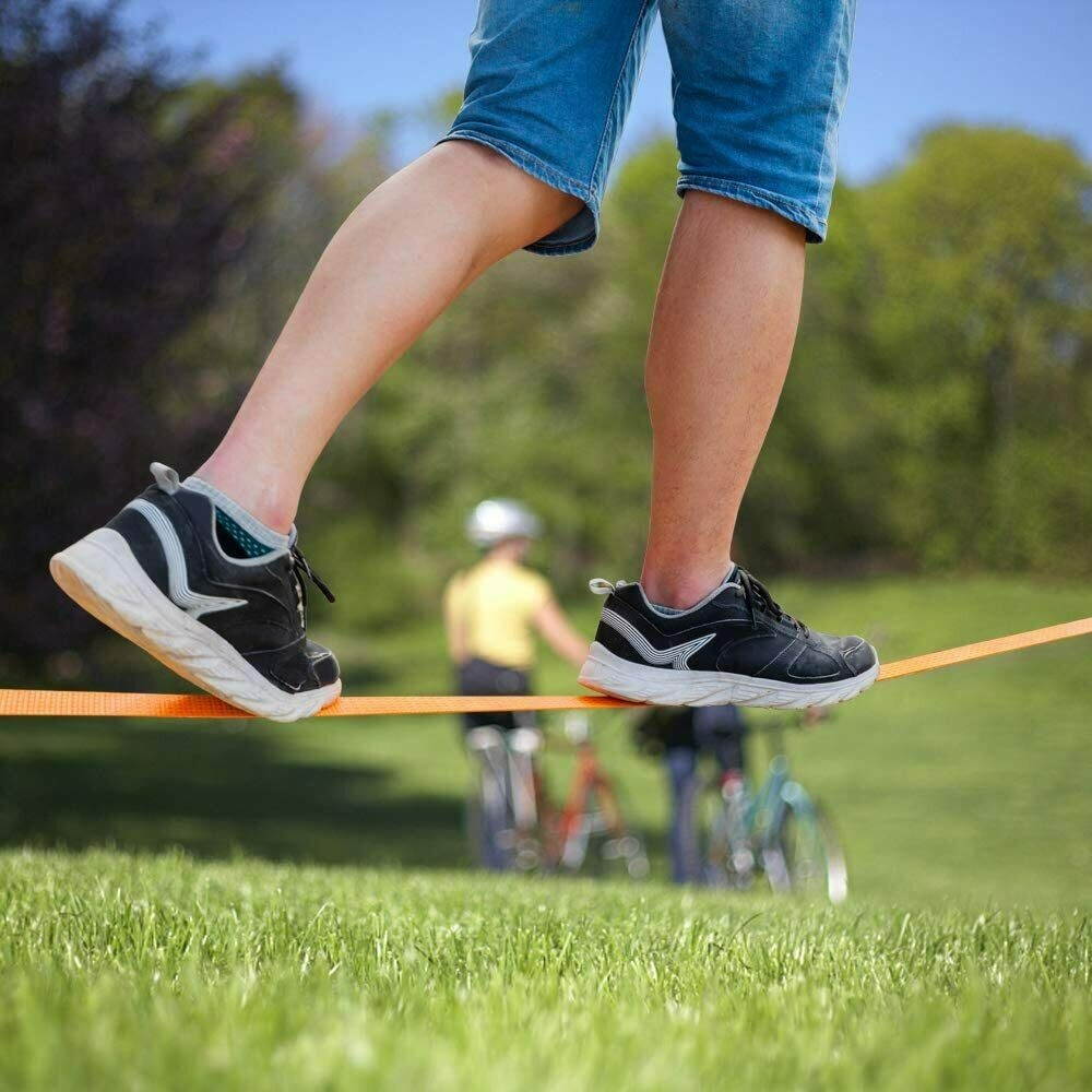 JOYMOR Slackline Kit Extra Longer 65 Feet Upgraded Slackline with Training Line