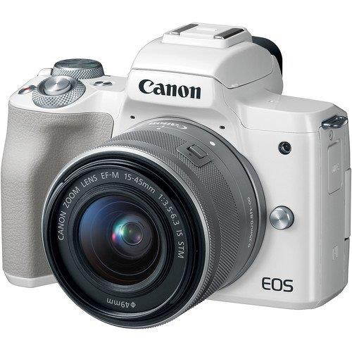 Canon EOS M50 Mirrorless Digital Camera with 15-45mm Lens (White) Advanced Bundle w/ 32GB Memory Card - Intl Model