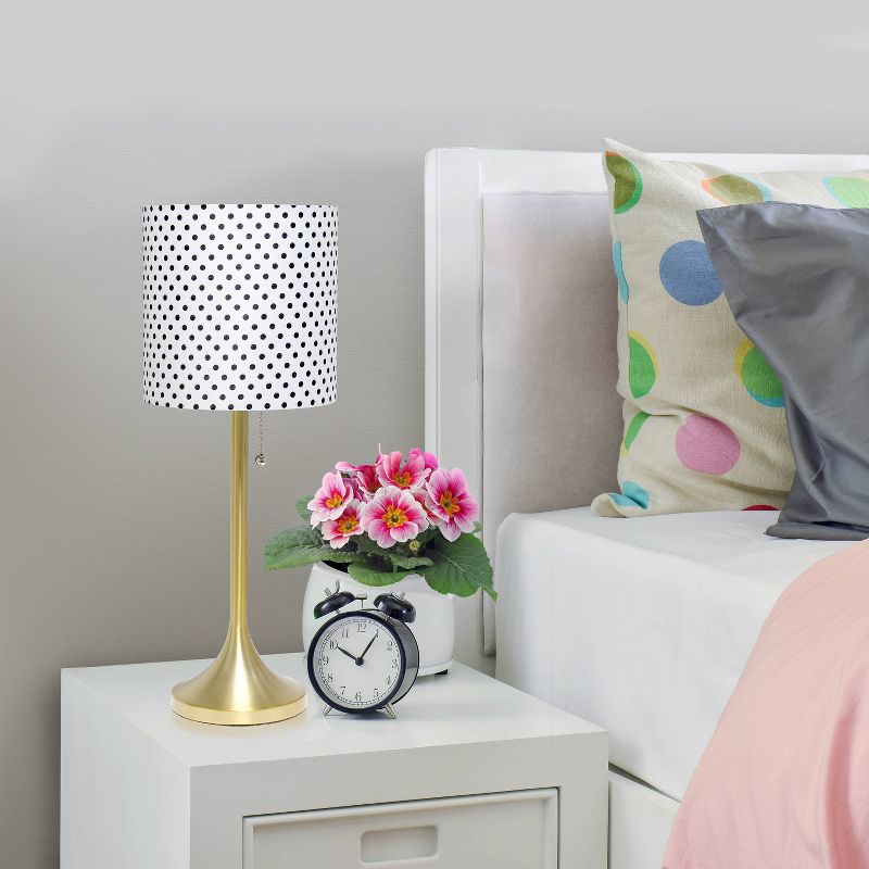 Tapered Desk Lamp with Polka Dot Fabric Drum Shade Gold - Simple Designs