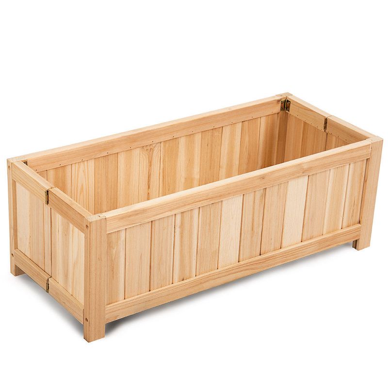 Costway Rectangle Wood Flower Planter Box Portable Raised Vegetable Patio Lawn Garden folding