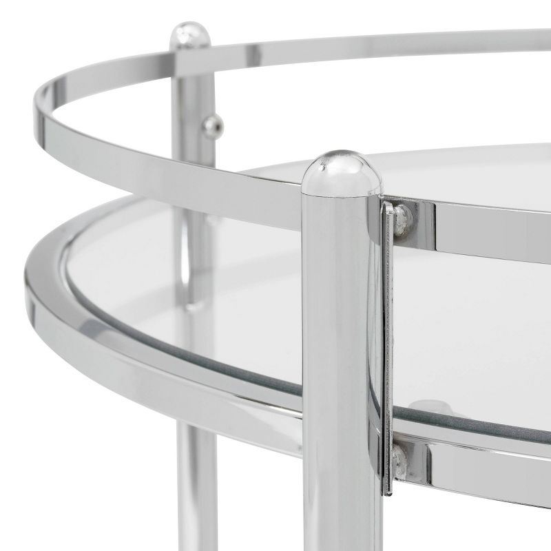 Veranda Round Bar Cart with Clear Glass Chrome - Studio Designs Home