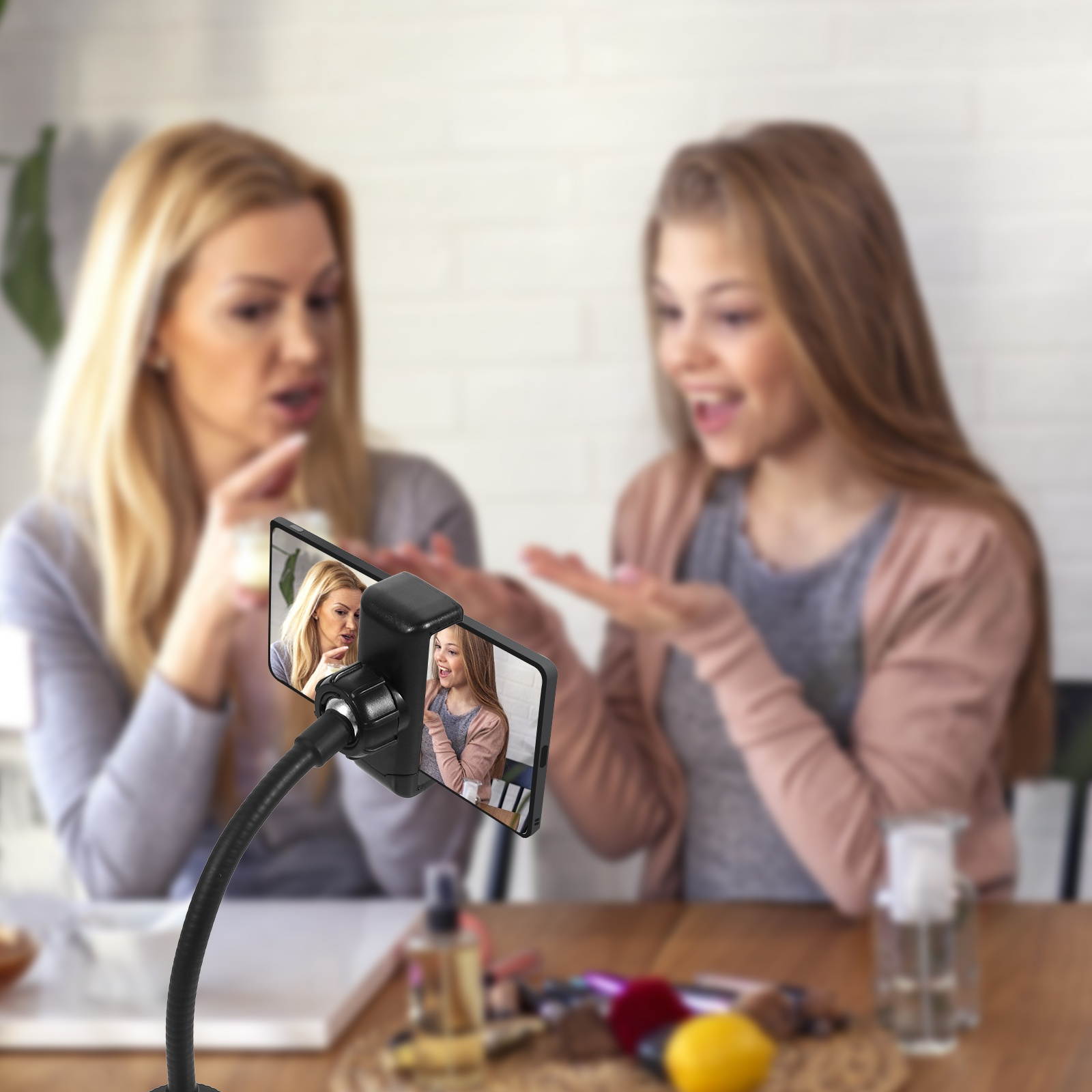 1pc Cellphone Clamp Rotation Gooseneck Hose Flexible Live Broadcast Cellphone Clamp