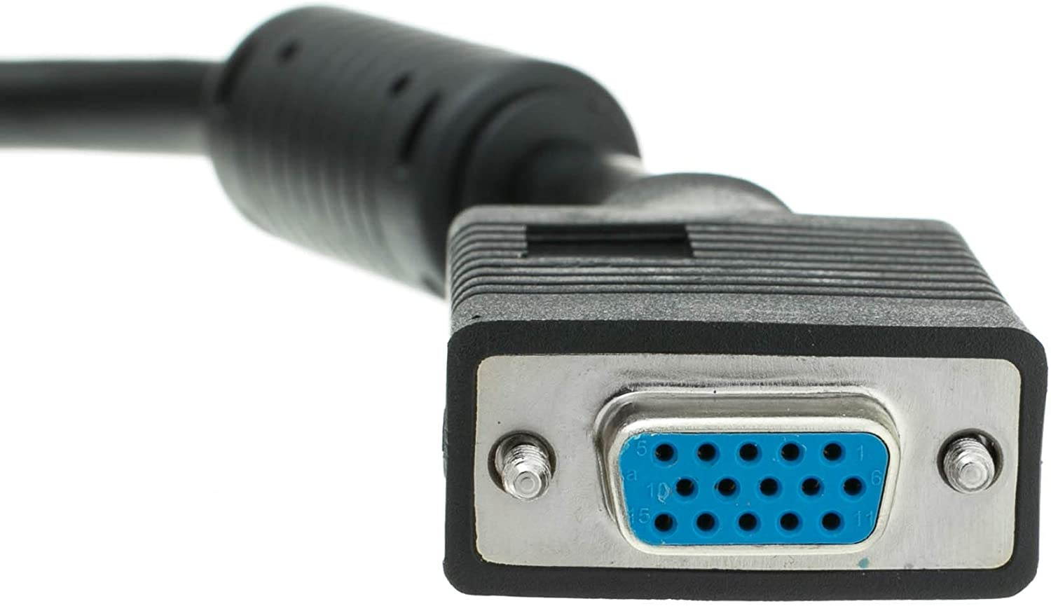 VGA Extension Cable SVGA Male to Female HD15 Male to HD15 Female Double Shielded Monitor Video Coaxial Cable with Ferrite core for PC Laptop Projector Video Black 6 feet Cablewholesale