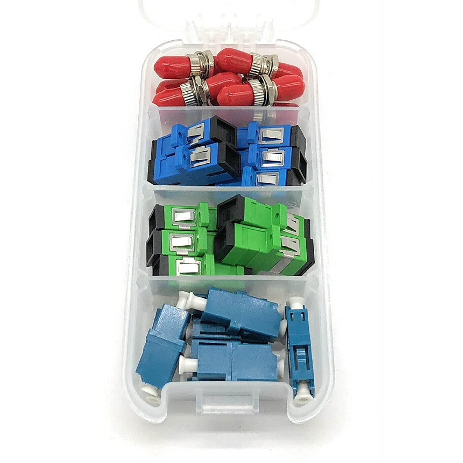 FiberShack - Fiber Optic Coupler Kit for ST LC SC SC/APC Cables. 4 Styles with 26 Couplers for Single-Mode & Multi-Mode Patch Cords.