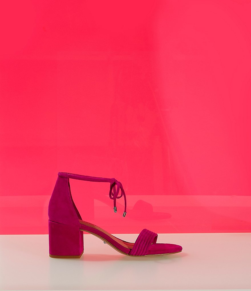 Gianni Bini Rhiaann Suede Ankle Tie Block Heel Sandals