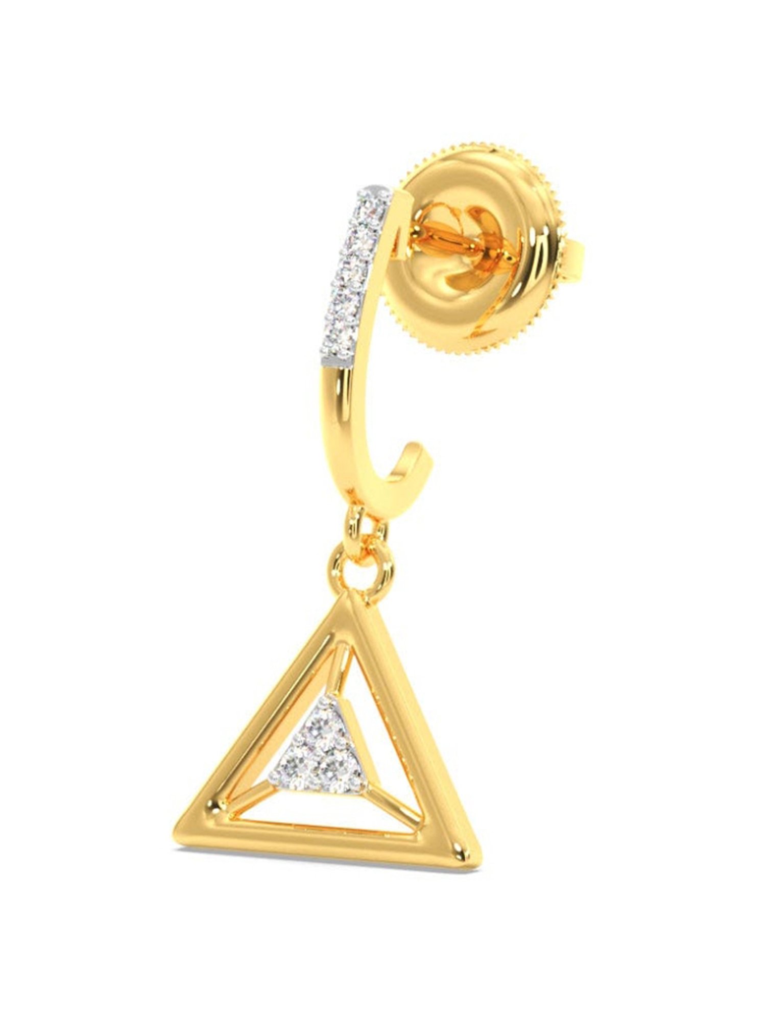 Candere by Kalyan Jewellers Peacock Collection 18k Yellow Gold Diamond Drop Earrings for Women