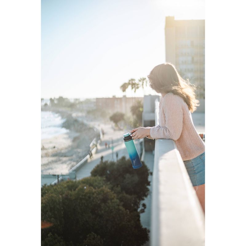 EcoVessel 24oz  Insulated Stainless Steel Water Bottle with Dual Opening Lid - Blue Ombre