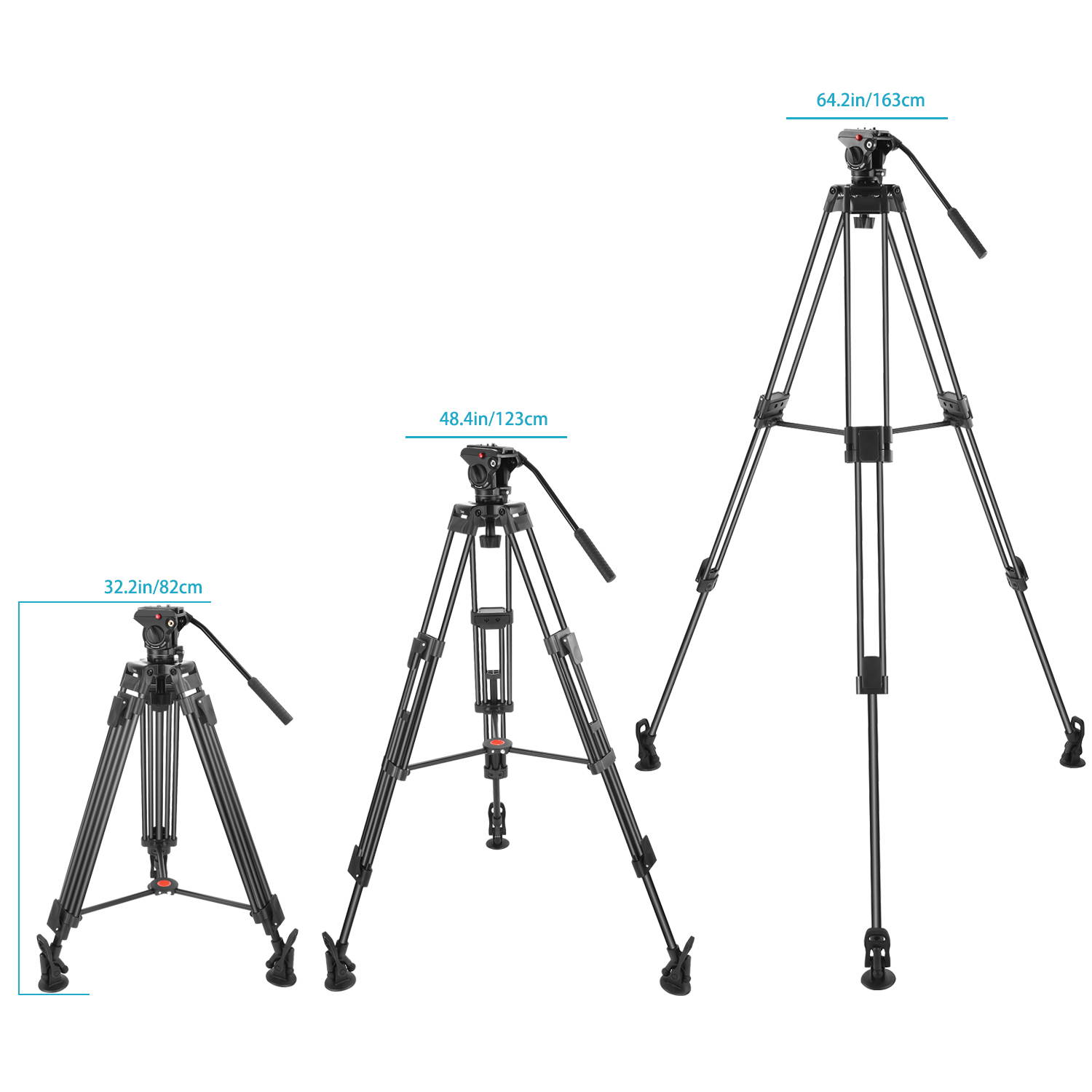 Neewer Professional Heavy Duty Video Camera Tripod,64 inches/163 centimeters Aluminum Alloy with 360 Degree Fluid Drag Head,1/4 and 3/8-inch Quick Shoe Plate,Bag,Load up to 17.6 pounds/8 kilograms