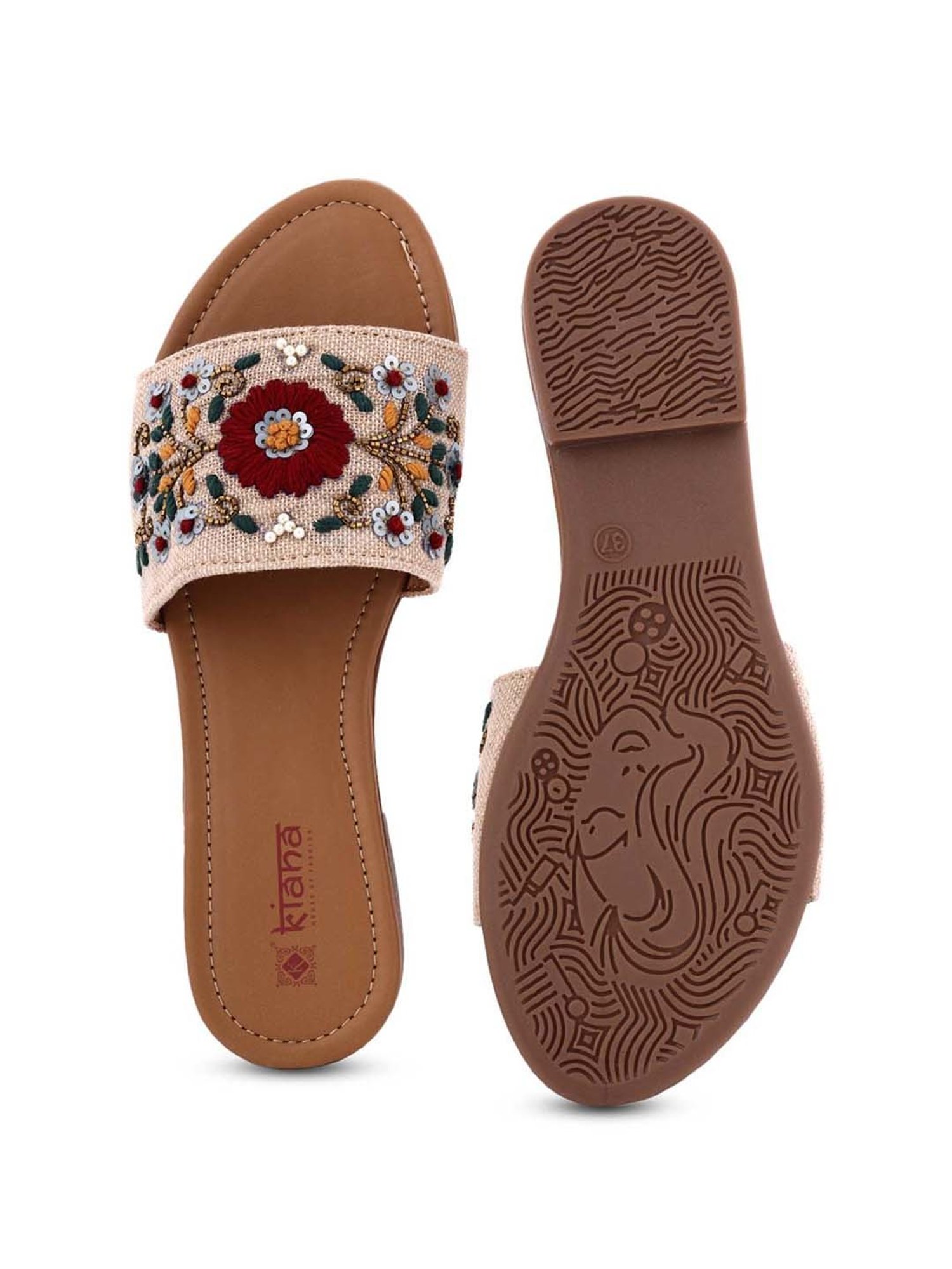 Kiana Women's Beige Ethnic Sandals