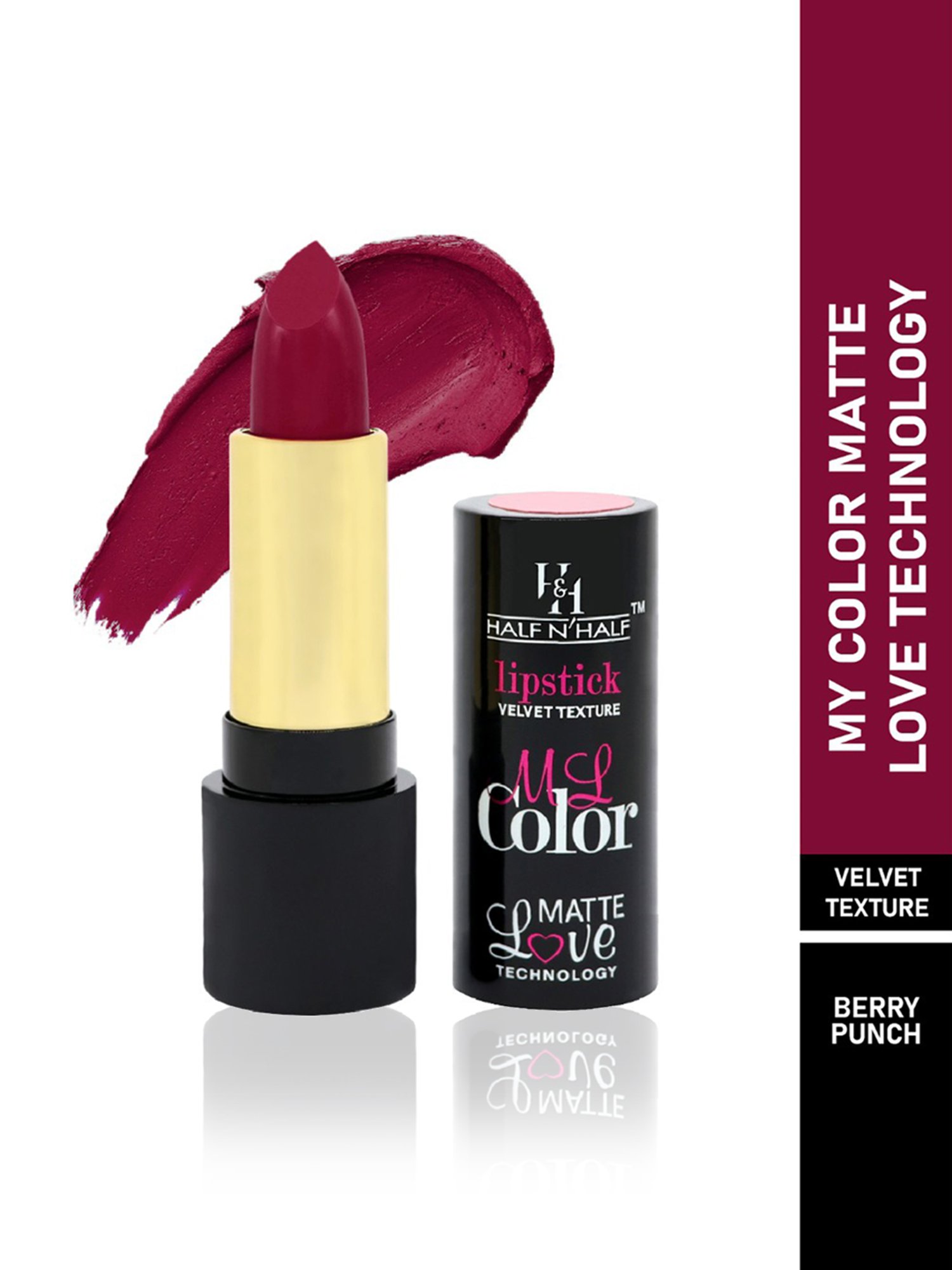 Half N Half My Color Velvet Texture Matte Lipstick Berry Punch - 3.8 gm