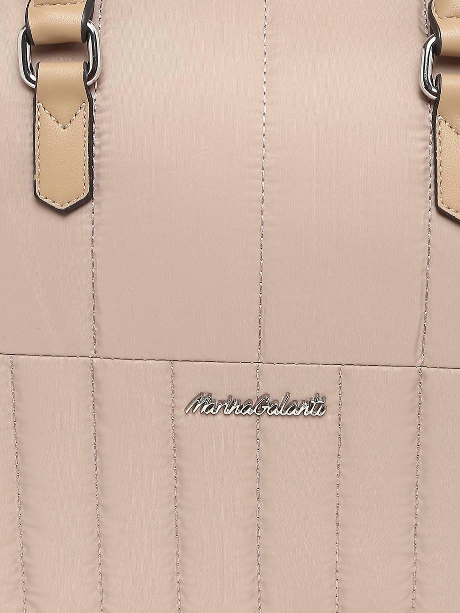 Marina Galanti Beige Quilted Medium Bowler Bag