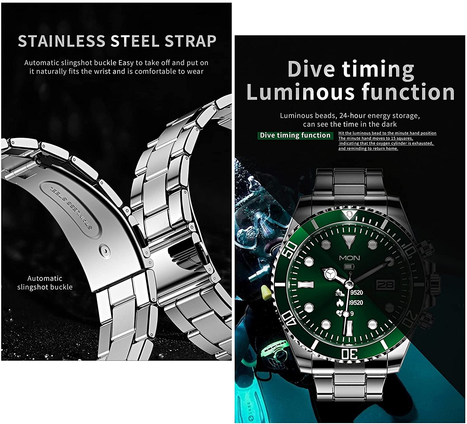 Men's Stainless Steel 1.28" Touchscreen Smartwatch for Android iOS, Fashion Mechanical Smart Watch, Bluetooth Calls with Heart Rate/Sleep Monitor Fitness Tracker, Ip68 Waterproof