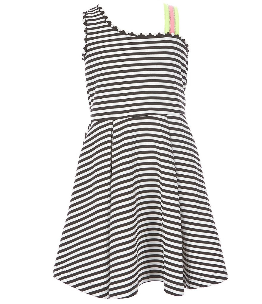 Bonnie Jean Big Girls 7-16 One-Shoulder Striped Fit-And-Flare Dress