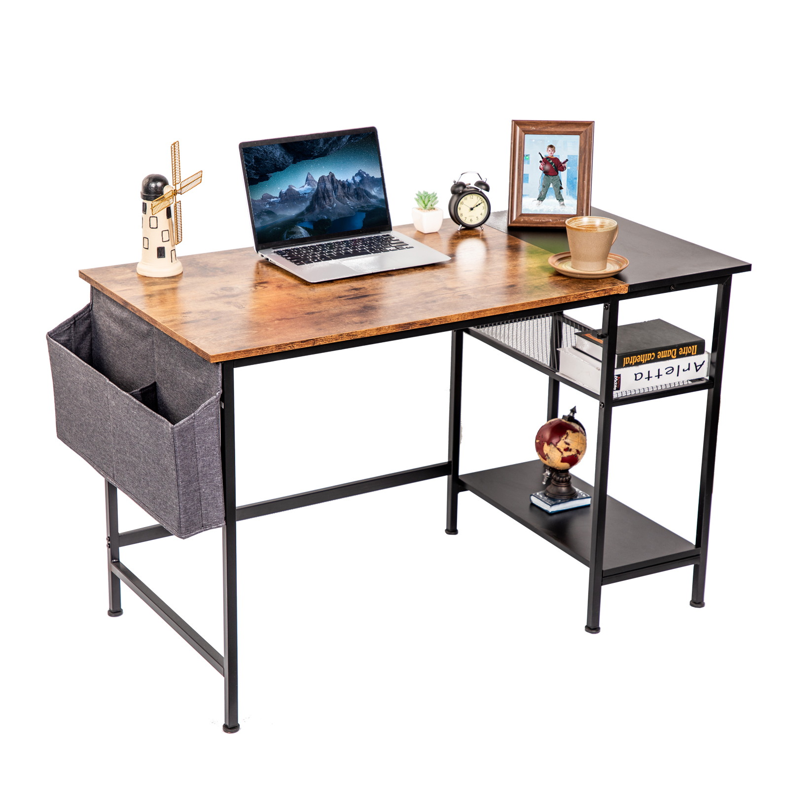 Weekan 47.2" Office Gaming Desk, Rustic Computer Desk With Storage Shelves, Modern Industrial Corner Desk For Laptop, Office Home Writing Table