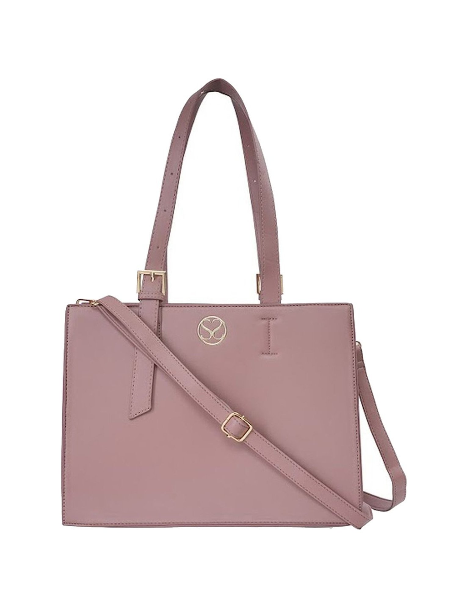 Sugarush Martha Pink PU Solid Tote Handbag