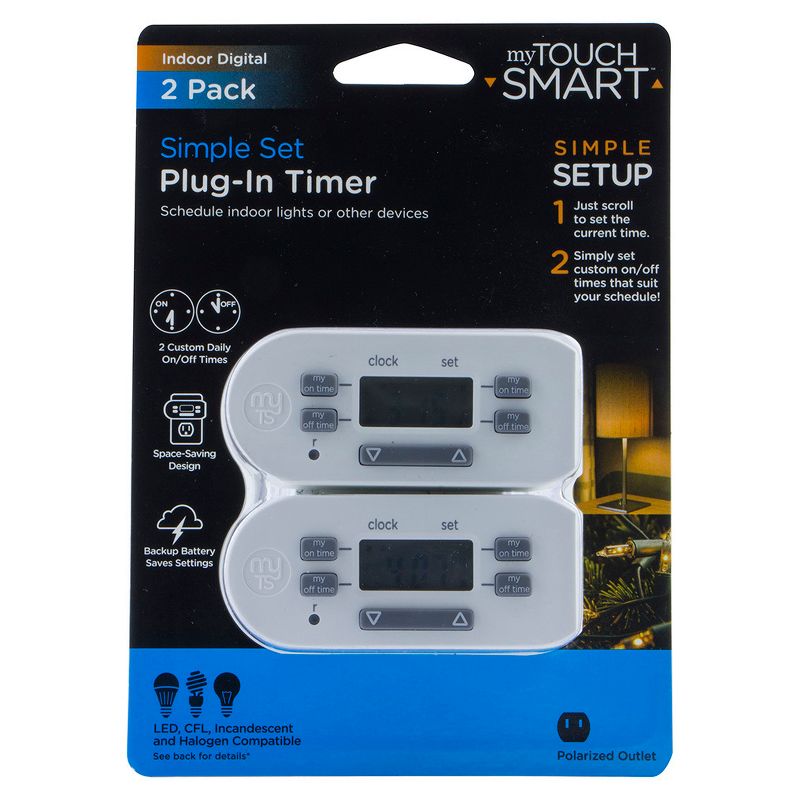 MyTouchSmart 2pk Indoor Simple Set Plug-In Timer