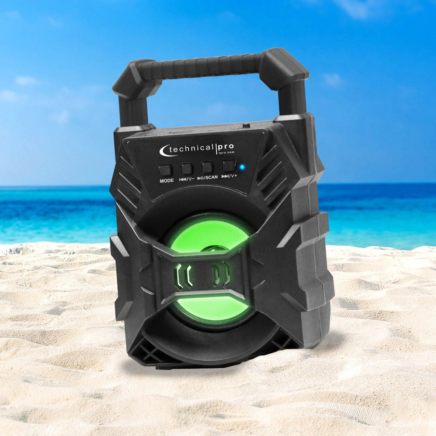 Technical Pro Portable Rechargeable Compact Bluetooth Speaker with LED's USB/FM/TF, Lightweight & Compact Design Make it the Perfect On-The-Go Speaker, for Home, Outdoors, Travel, Party