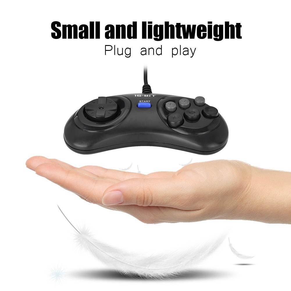Wired Game Controller Gamepad Joypad Controller Game Console Handle for Sega 16bit