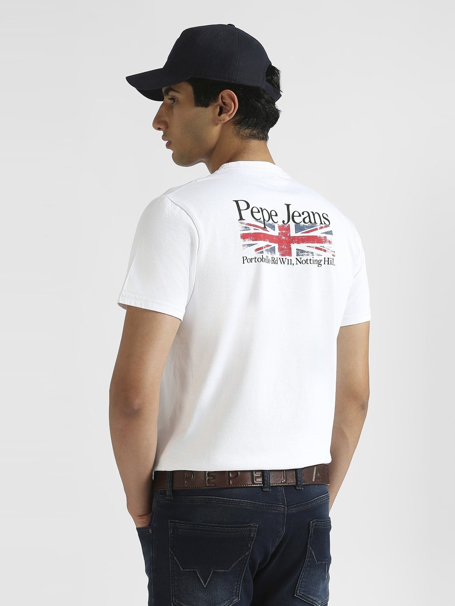 Pepe Jeans White Cotton Slim Fit Logo Printed T-Shirt