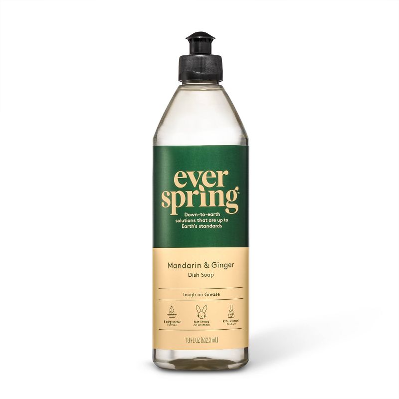 Mandarin & Ginger Liquid Dish Soap - 18 fl oz - Everspring™