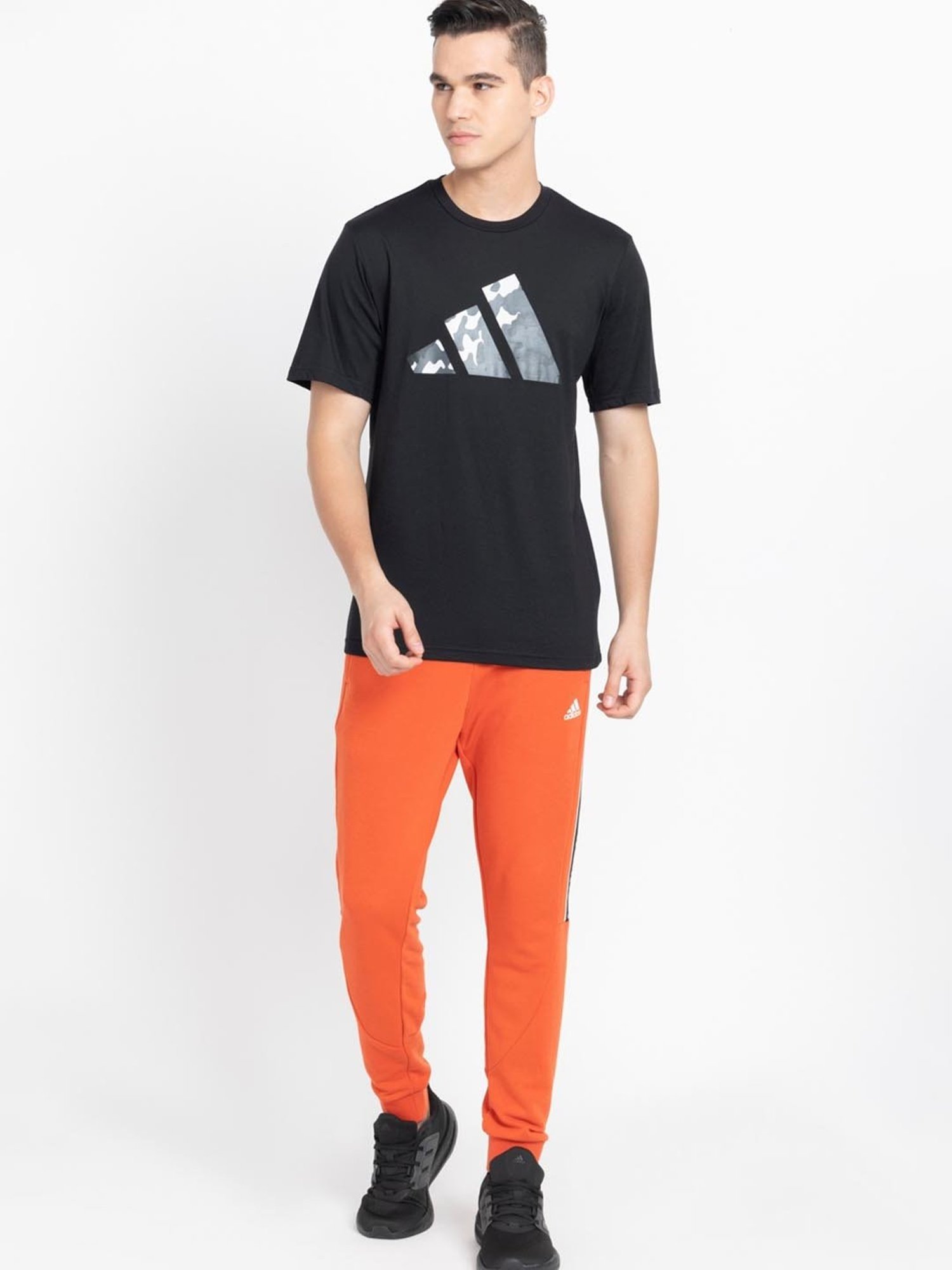 Adidas Black Regular Fit Printed Sports T-Shirt