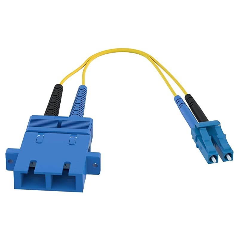 SC Female to LC Male 9/125 Singlemode Duplex Hybrid Adapter Converter Dongle (2-Pack)