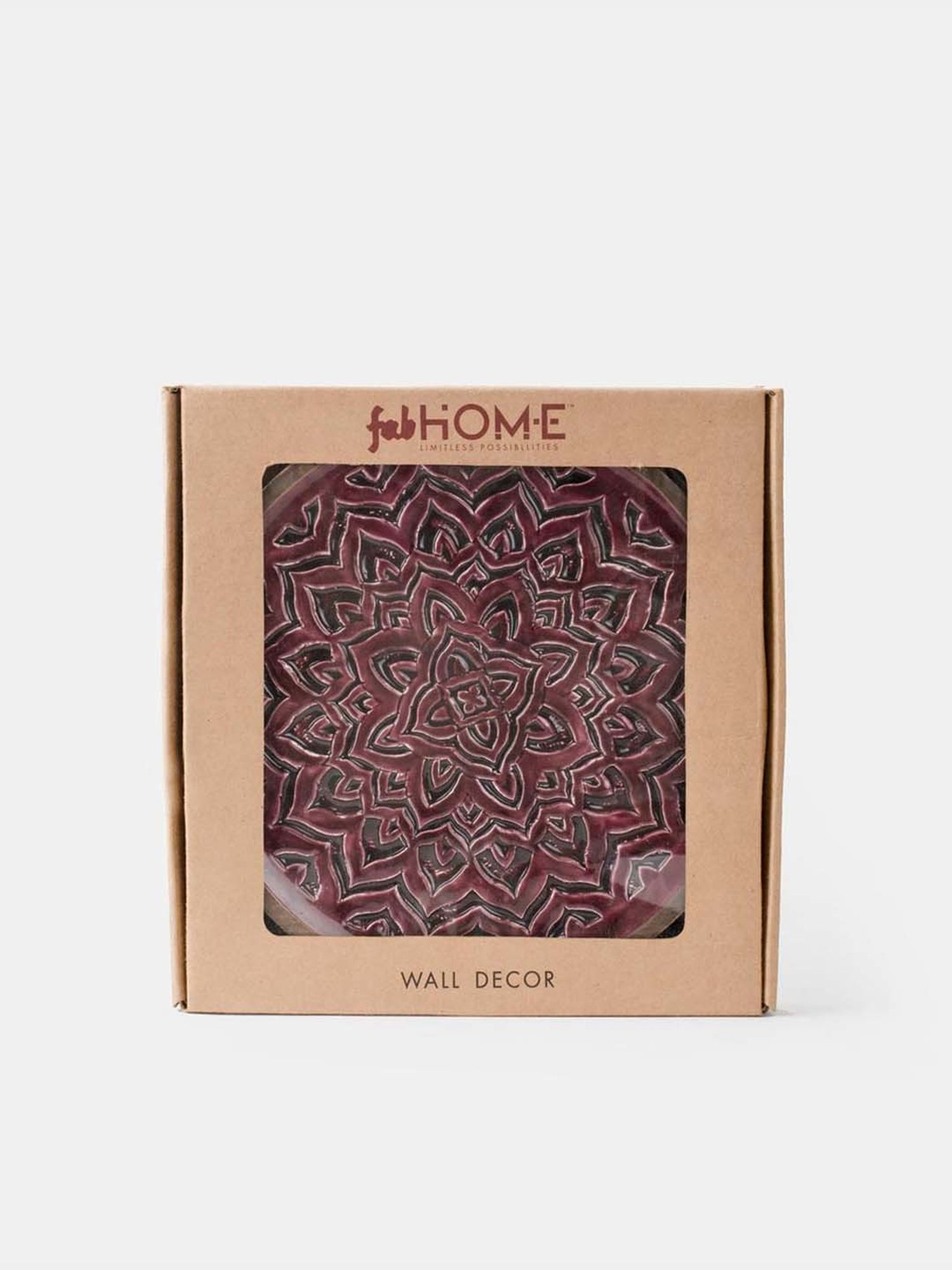 Fabindia Home Gulmohar Maroon Wood Hand Carved Wall Plate